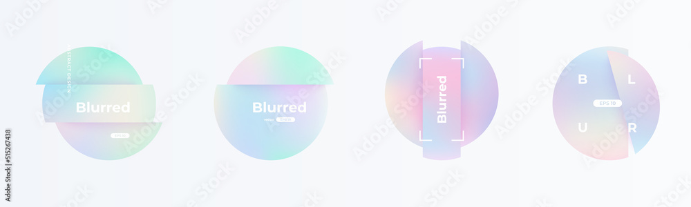 Poster circle banner with gradient isolated on white background. vector set. soft color. fluid delicate gra