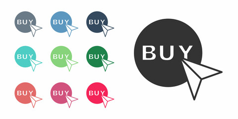 Black Buy button icon isolated on white background. Set icons colorful. Vector
