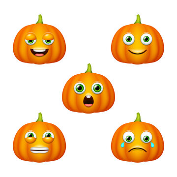 Emoticon of cute Pumpkin. Isolated vector set