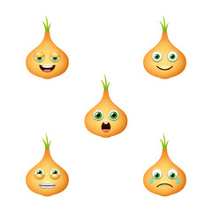 Emoticon of cute Yellow Onion. Isolated vector set