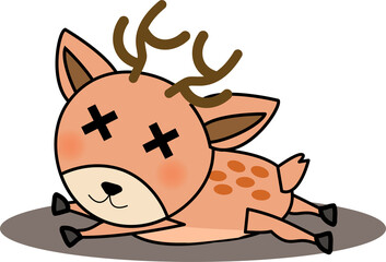 倒れる可愛い鹿