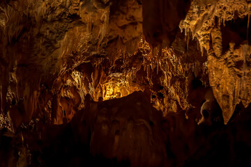Stalactite in the Caves, mineral formation that hangs from the ceiling of caves