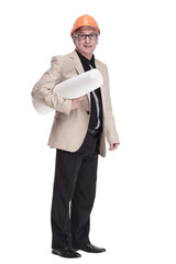 in full growth. male architect with drawings.