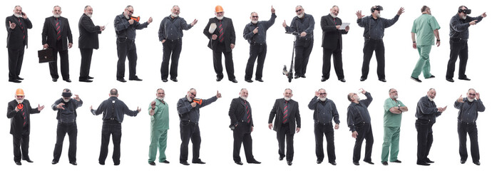 collage of a man in full growth displaying many professions and position