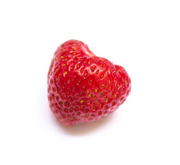 red fresh strawberry on white background