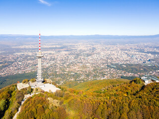 Obraz premium Aerial view of Vitosha Mountain at Kopititoto area, Bulgaria