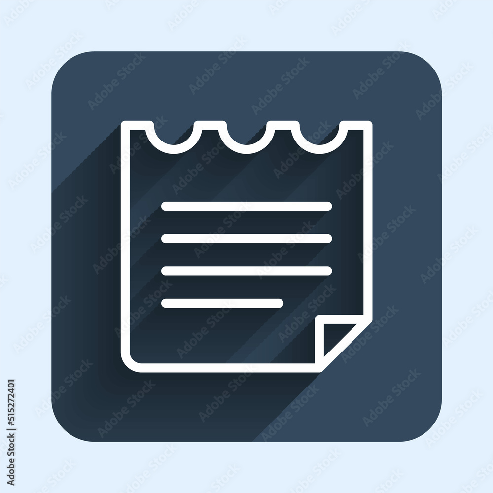 Poster white line notebook icon isolated with long shadow background. spiral notepad icon. school notebook.