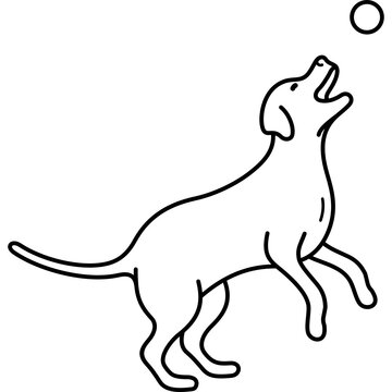 recommend clip art: Dog playing with a ball. Vector outline illustration.
