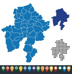 Fototapeta na wymiar Set maps of Namur Province