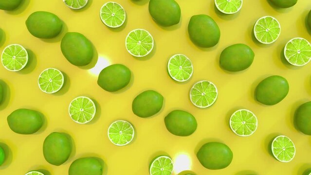 Stop motion lime platter with beautiful random rotation. 4K.