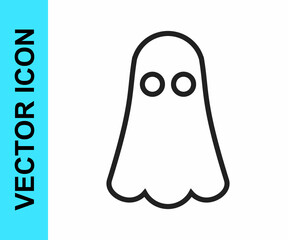 Black line Ghost icon isolated on white background. Happy Halloween party. Vector