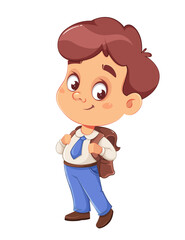 Obraz na płótnie Canvas Cute schoolboy with backpack