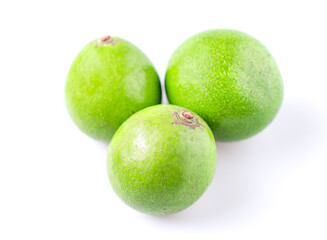 organic avocado on isolate white background, organic fruit and healthy, soft focus on fruit