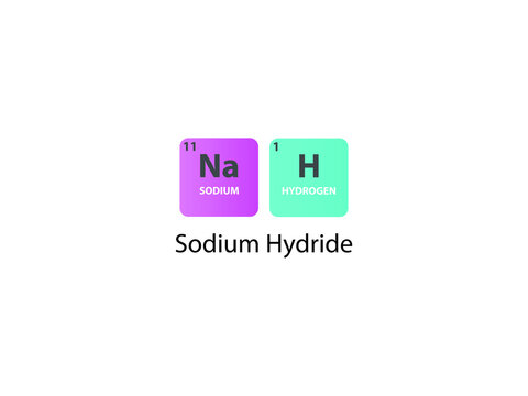 NaH Sodium Hydride molecule. Simple molecular formula consisting of  Sodium, Hydrogen elements. Chemical compound simplified structure on white background.