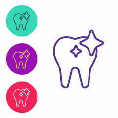 Set line Tooth whitening concept icon isolated on white background. Tooth symbol for dentistry clinic or dentist medical center. Set icons colorful. Vector