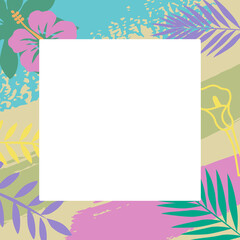 Fototapeta na wymiar summer season colorful tropical border frame background, 여름시즌 컬러풀한 트로피칼 테두리 프레임 배경