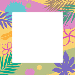 Fototapeta na wymiar summer season colorful tropical border frame background, 여름시즌 컬러풀한 트로피칼 테두리 프레임 배경