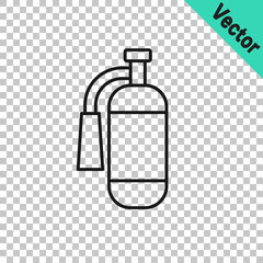 Black line Fire extinguisher icon isolated on transparent background. Vector