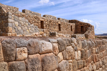 View of the ruins of the Inca temple of Chinchero in Cusco.