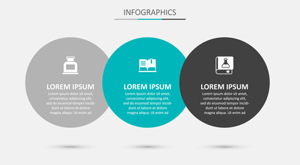 Set Open book, Inkwell and Chemistry. Business infographic template. Vector
