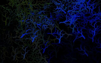 Dark Blue, Green vector doodle template with branches, leaves.