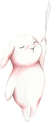 Cute watercolor bunny illustration, sleeping bunny, rabbit drawing for baby shower invitation, greeting cards, it's a boy, it's a girl card ,poster, printable frame art