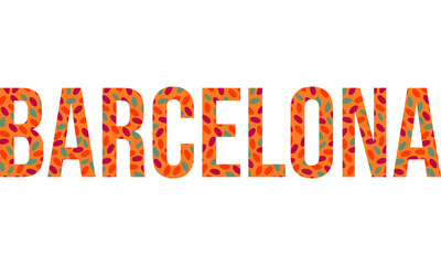 City of Barcelona isolated text filled with retro oval shapes pattern