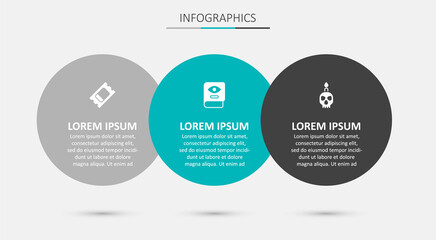 Set Ancient magic book, Circus ticket and Burning candle on skull. Business infographic template. Vector