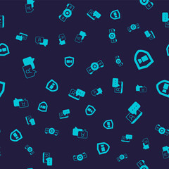 Set Speech bubble chat, Video conference, Movie, film, media projector and on seamless pattern. Vector