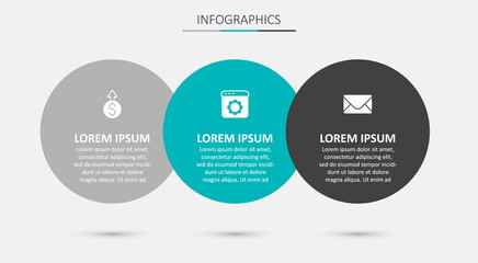 Set Browser setting, Financial growth dollar and Mail and e-mail. Business infographic template. Vector
