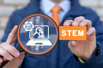 Concept of STEM Science Technology Engineering Mathematics. Education STEM policy.