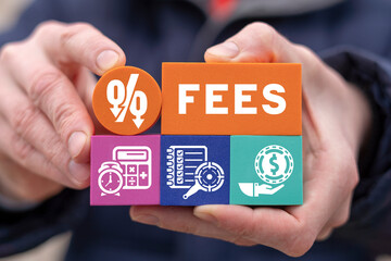 Fees business, finance, banking concept. No commission, zero commission, low payment percentage. No...