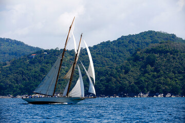 Fototapeta na wymiar Luxury Sailing Ship Schooner Yacht
