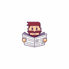 Morning Reading News Newspaper Outline Icon, Logo, and illustration