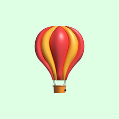 hot air balloon 3d icon. red yellow hot air balloon 3d icon.