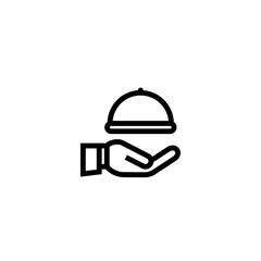 Icono de bandeja de comida en la mano. Ilustración vectorial estilo simple