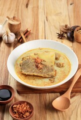 Kari or Gulai Iga Kambing or is Indonesia Traditional Mutton Ribs Curry Soup