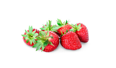 Fresh red strawberries isolated on a white background include clipping path.
