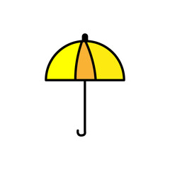 Cartoon yellow umbrella. Yellow umbrella. Cartoon style. Vector illustration. stock image.