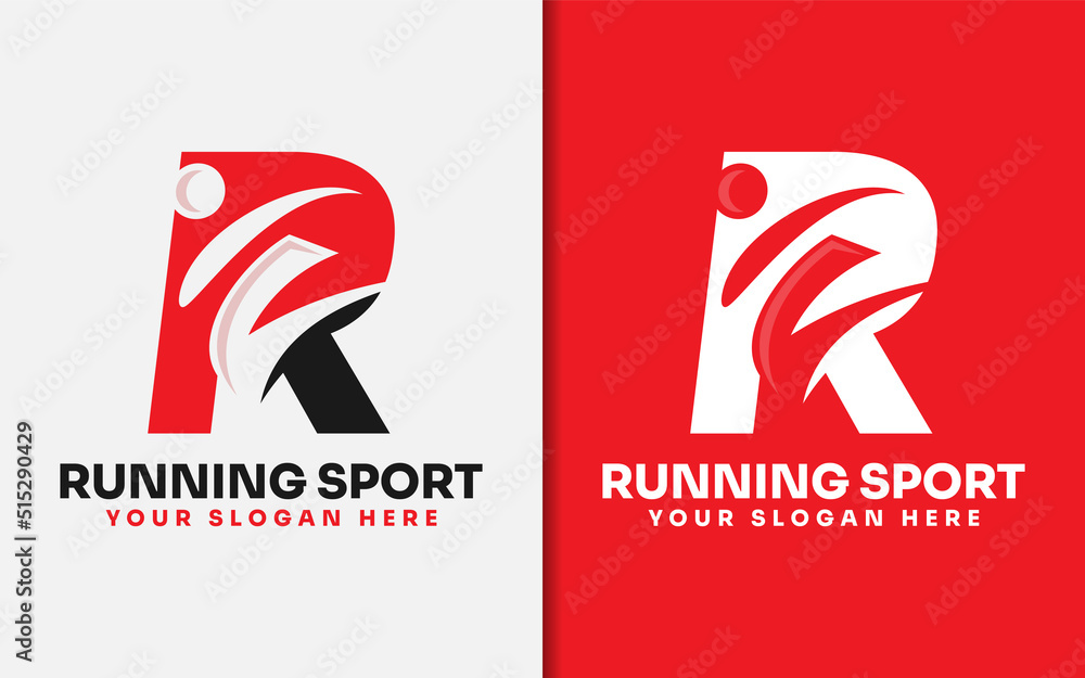 Aufkleber Abstract Initial Letter R Logo Design with Running man Shape Combination.