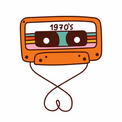 Retro audio cassete. 1970 style. Vector illustration