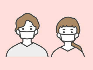 Obraz premium マスクをしている男性と女性 Men and women wearing masks