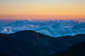 Fototapeta na wymiar Clouds Below the Cerro del Muerto