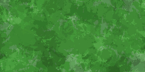 Fototapeta premium Cool green camo background, camouflage painted design elements of color splashes and paint spatter blobs in light and dark green grunge texture