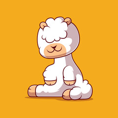 cute alpaca illustration suitable for mascot sticker and t-shirt design