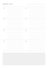 Note, scheduler, diary, calendar planner document template illustration. Weekly plan.