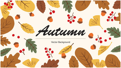 秋-落ち葉のフレーム-手描き