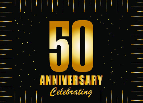 Anniversary celebrating 50 years. Luxury decorative vector with gold for special anniversary date.