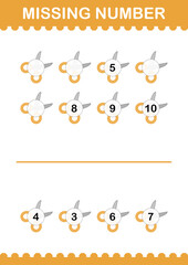 Missing number with Scissor. Worksheet for kids