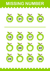 Missing number with Apple. Worksheet for kids